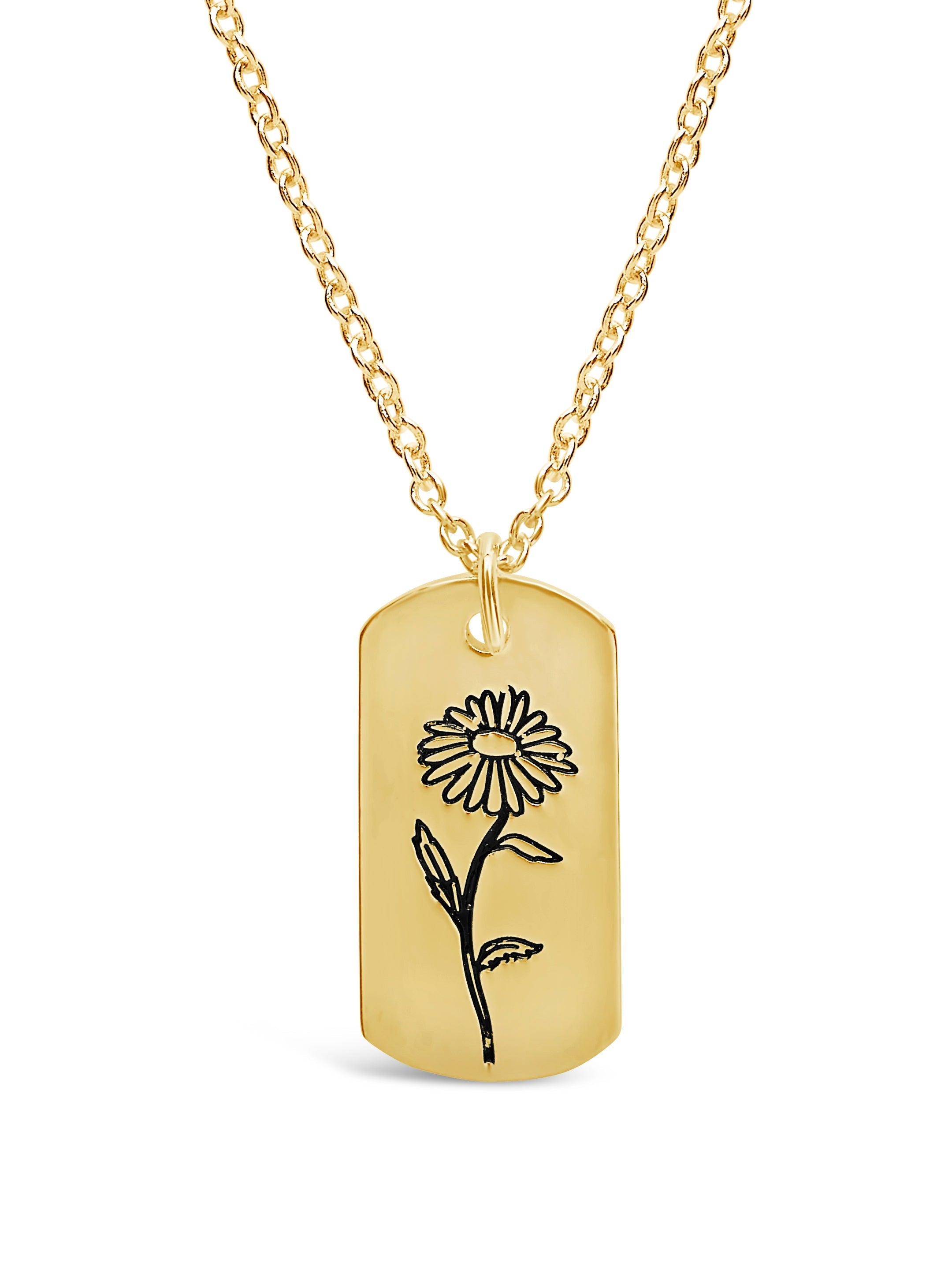  Sterling Forever Pendant Displaying Your Birth Flower - Gold - December/Holly - Bonton