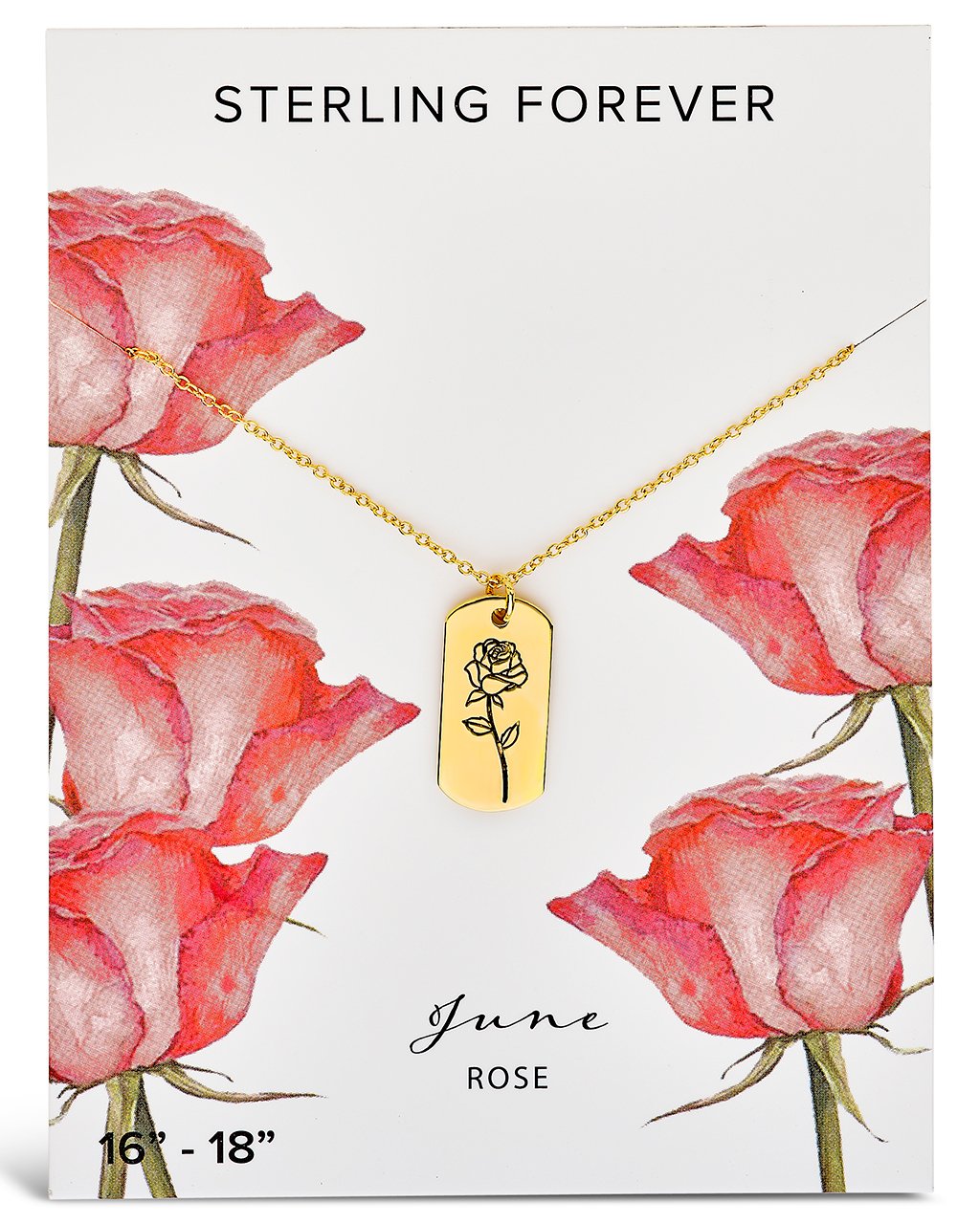  Sterling Forever Pendant Displaying Your Birth Flower - Gold - August/Poppy - Bonton