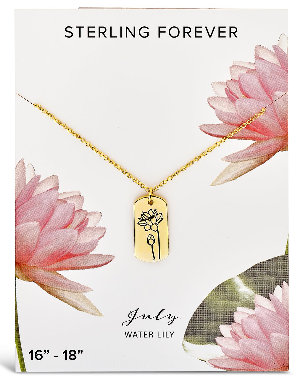  Sterling Forever Pendant Displaying Your Birth Flower - Gold - August/Poppy - Bonton