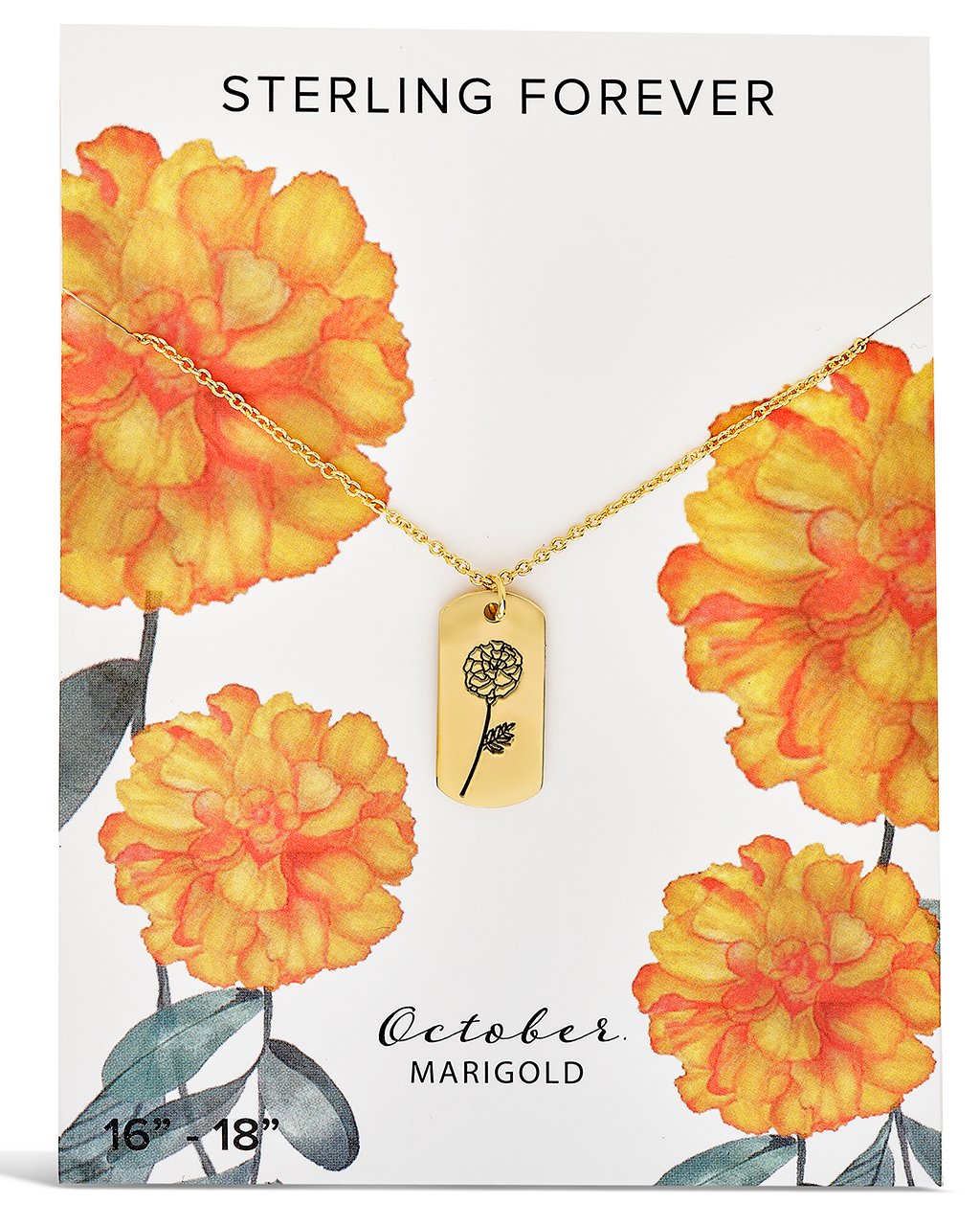  Sterling Forever Pendant Displaying Your Birth Flower - Gold - November/Chrysanthemum - Bonton