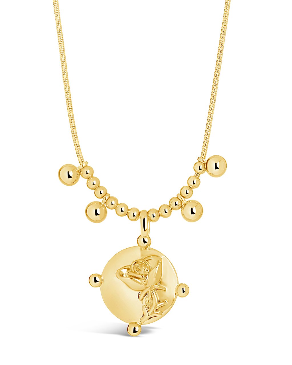  Sterling Forever Fleur Necklace with Floral Design - Gold - Bonton