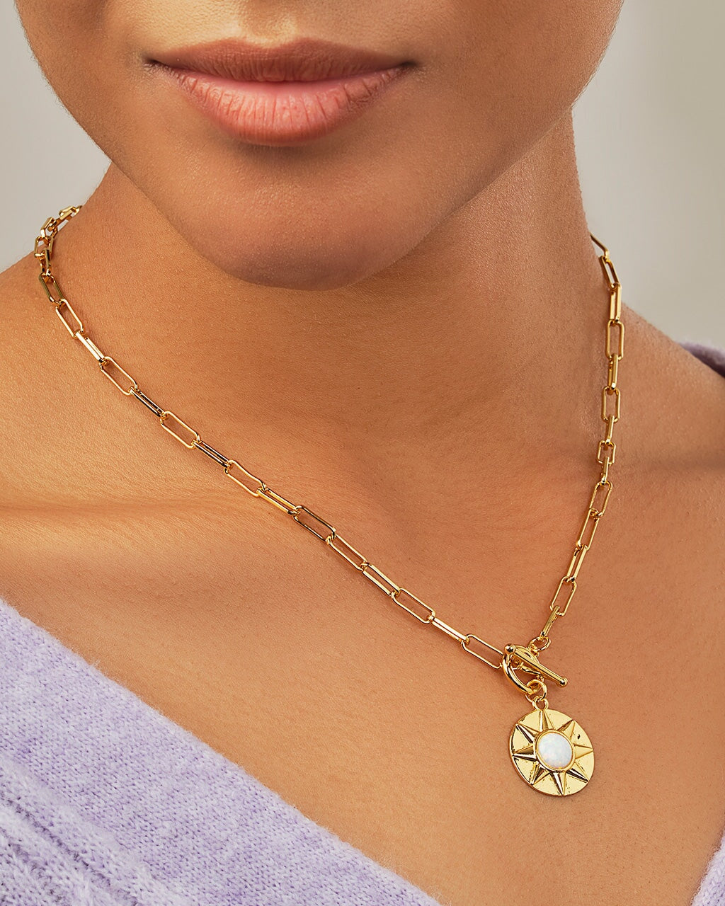  Sterling Forever Sunni Toggle Necklace - Gold - Bonton