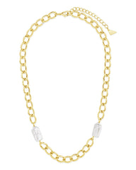 Chain Necklace with Twin Pearls