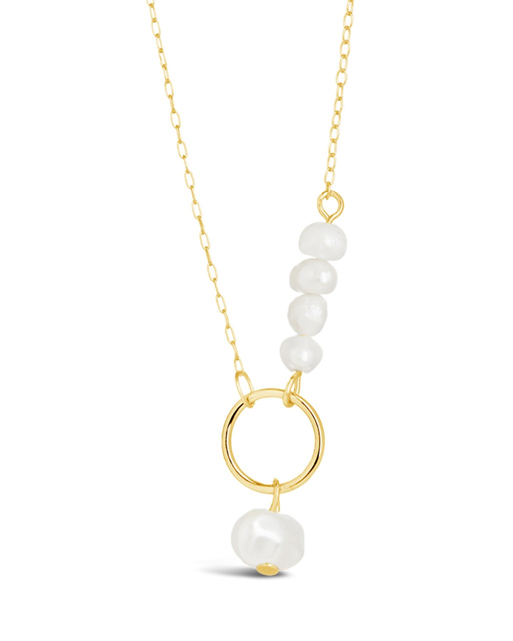  Sterling Forever Greta Drop Necklace with Hanging Pearl - Silver - Bonton