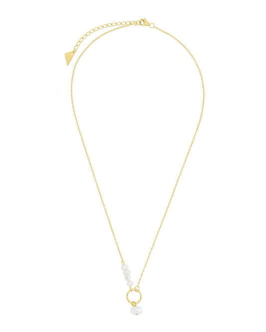 Greta Drop Necklace with Hanging Pearl