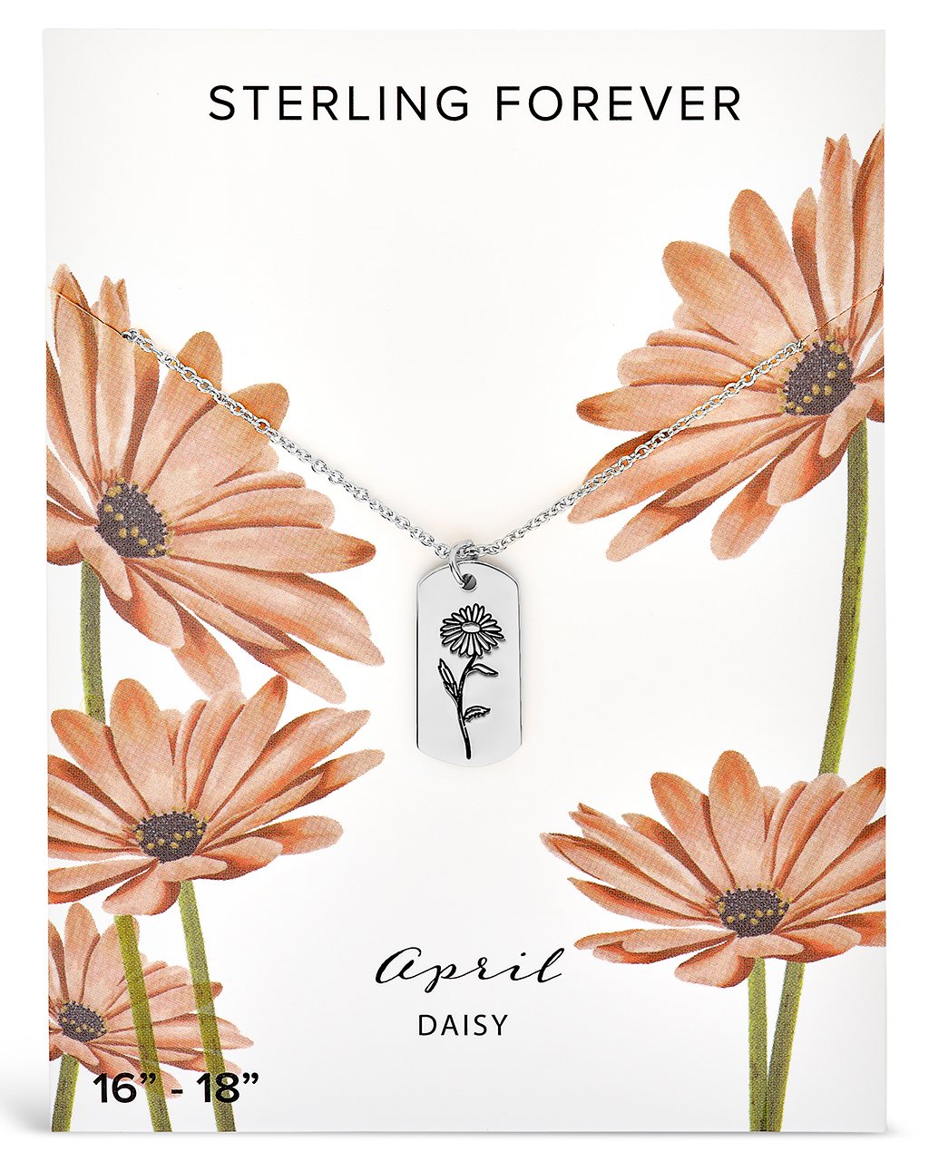  Sterling Forever Pendant Displaying Your Birth Flower - Gold - April/Daisy - Bonton