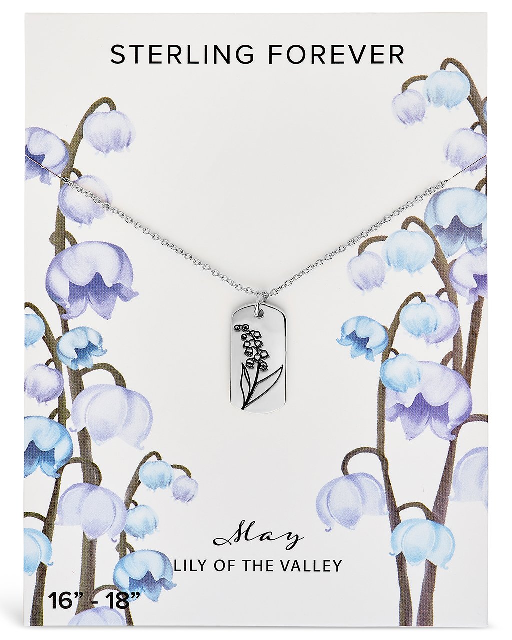  Sterling Forever Pendant Displaying Your Birth Flower - Silver - May/Lilly Of The Valley - Bonton