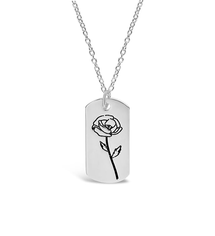  Sterling Forever Pendant Displaying Your Birth Flower - Silver - August/Poppy - Bonton