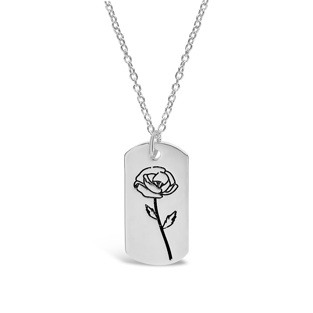  Sterling Forever Pendant Displaying Your Birth Flower - Silver - July/Water Lilly - Bonton