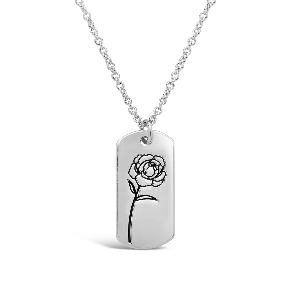  Sterling Forever Pendant Displaying Your Birth Flower - Silver - October/Marigold - Bonton