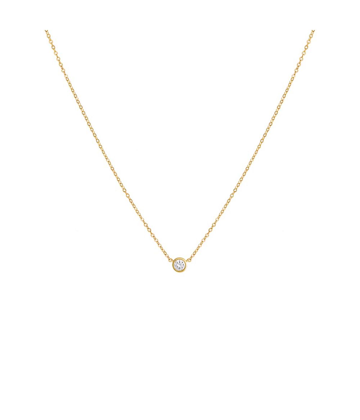 Colored Mini Solitaire Bezel Necklace Gold