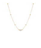 Gold Filled Pearl Ball Chain Necklace Pearl White