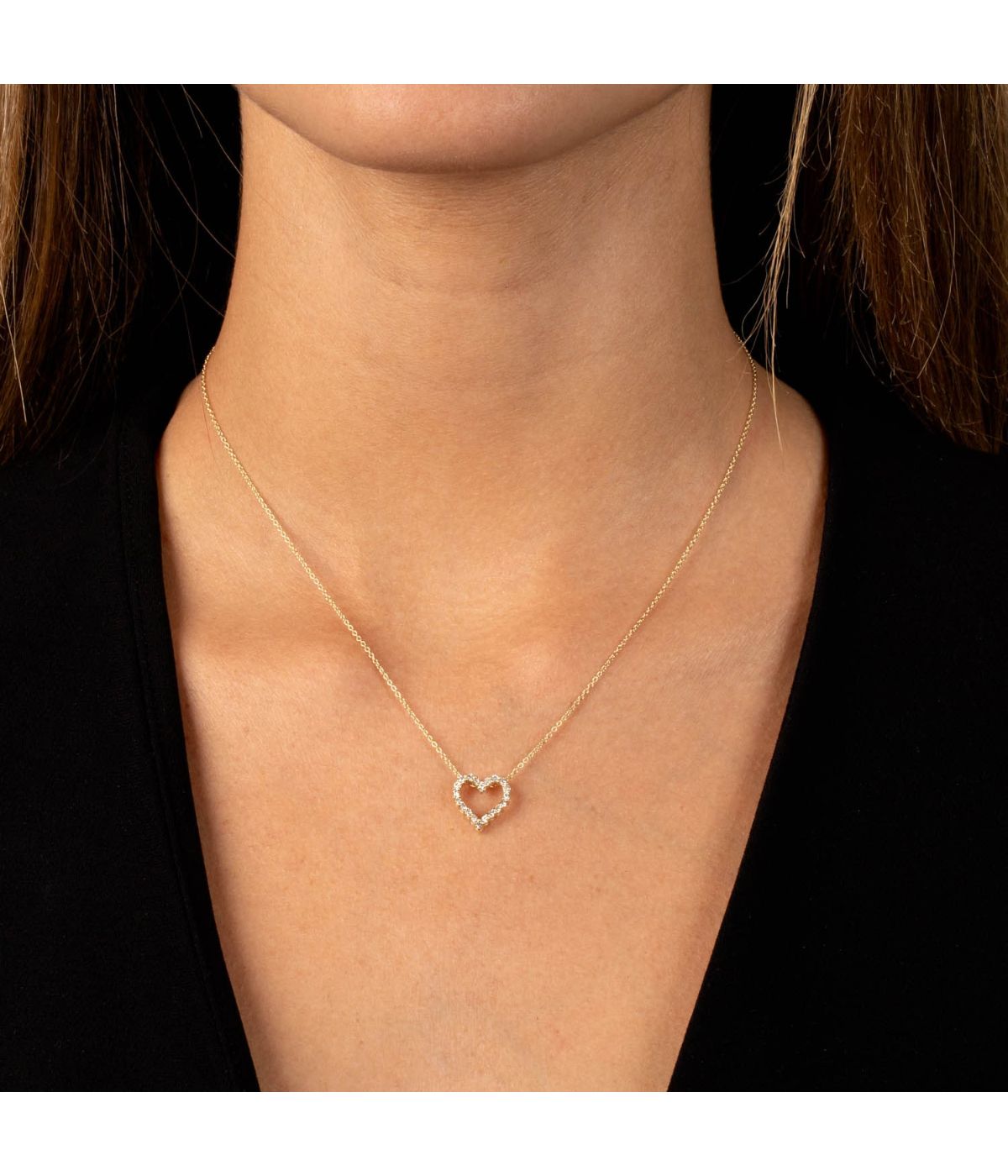 Classic Diamond Heart Necklace 14K Gold