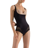 Natori Feathers Essential Open Bust Bodysuit with Lace Hip Black