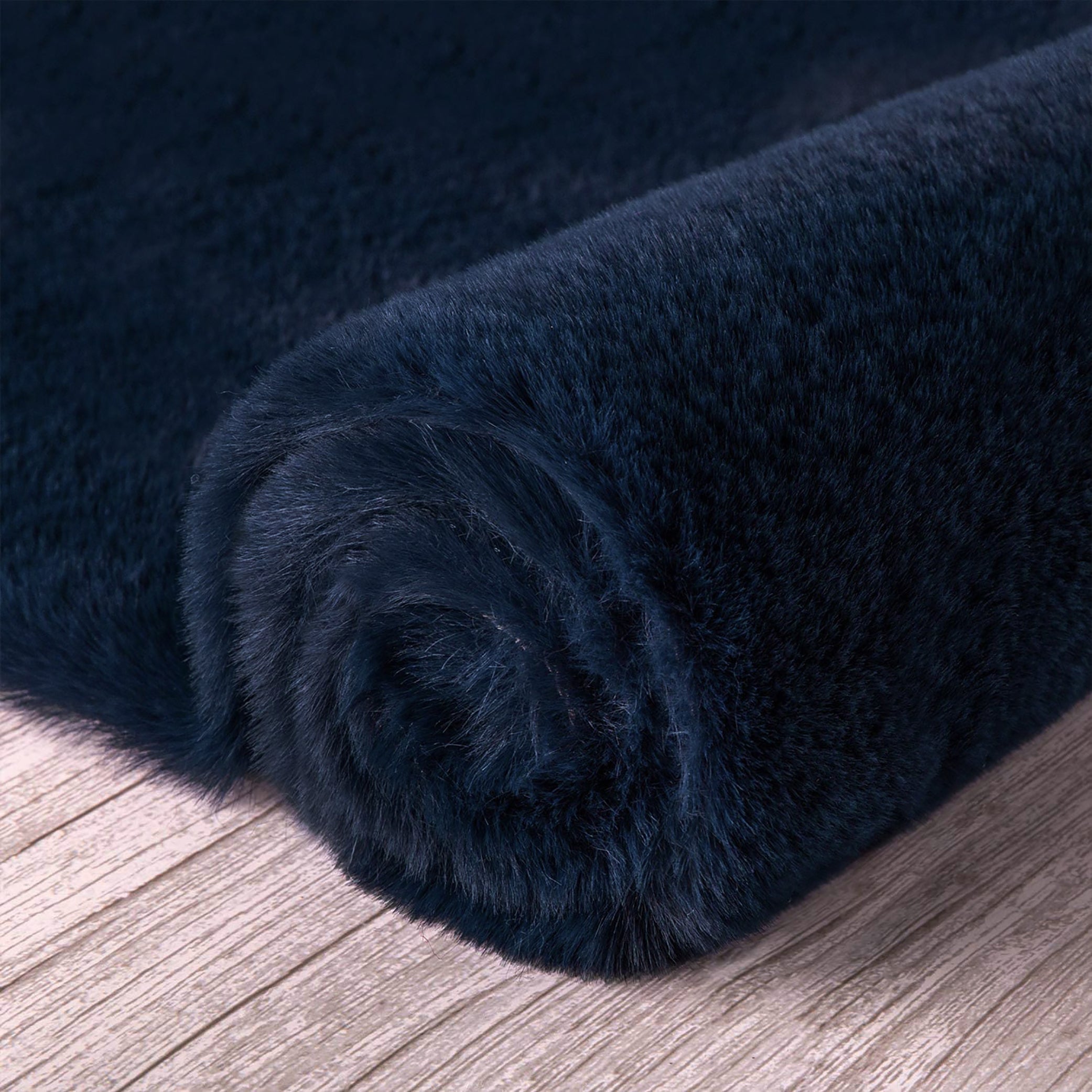  Home Mart Goods Navy Blue Faux Rabbit Fur Fuzzy Soft Fluffy Plush Cozy Shaggy Area Rug by Homemartgoods - 2' x 3' Feet - Bonton