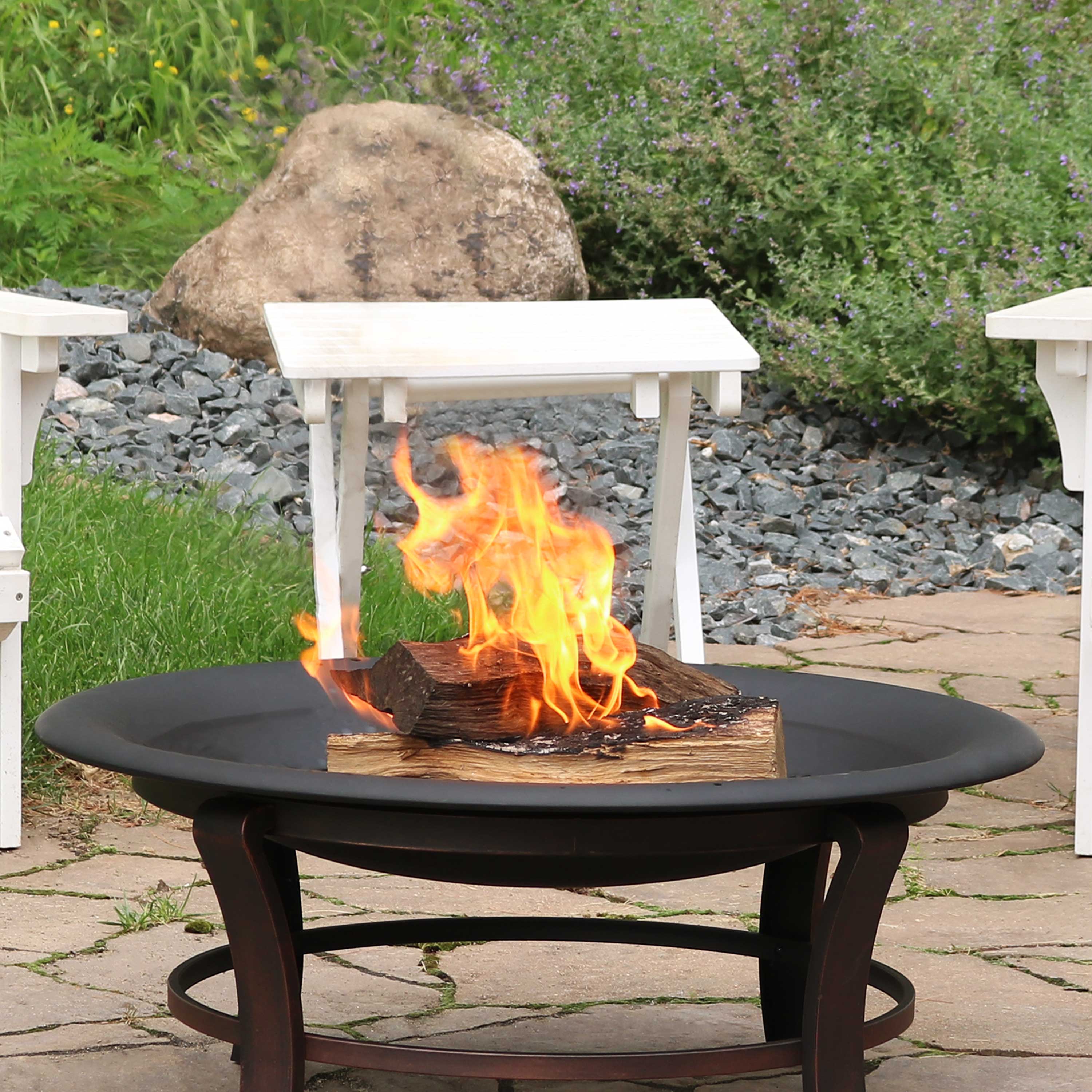  Sunnydaze Decor Round Steel Fire Pit Bowl - Black - Bonton