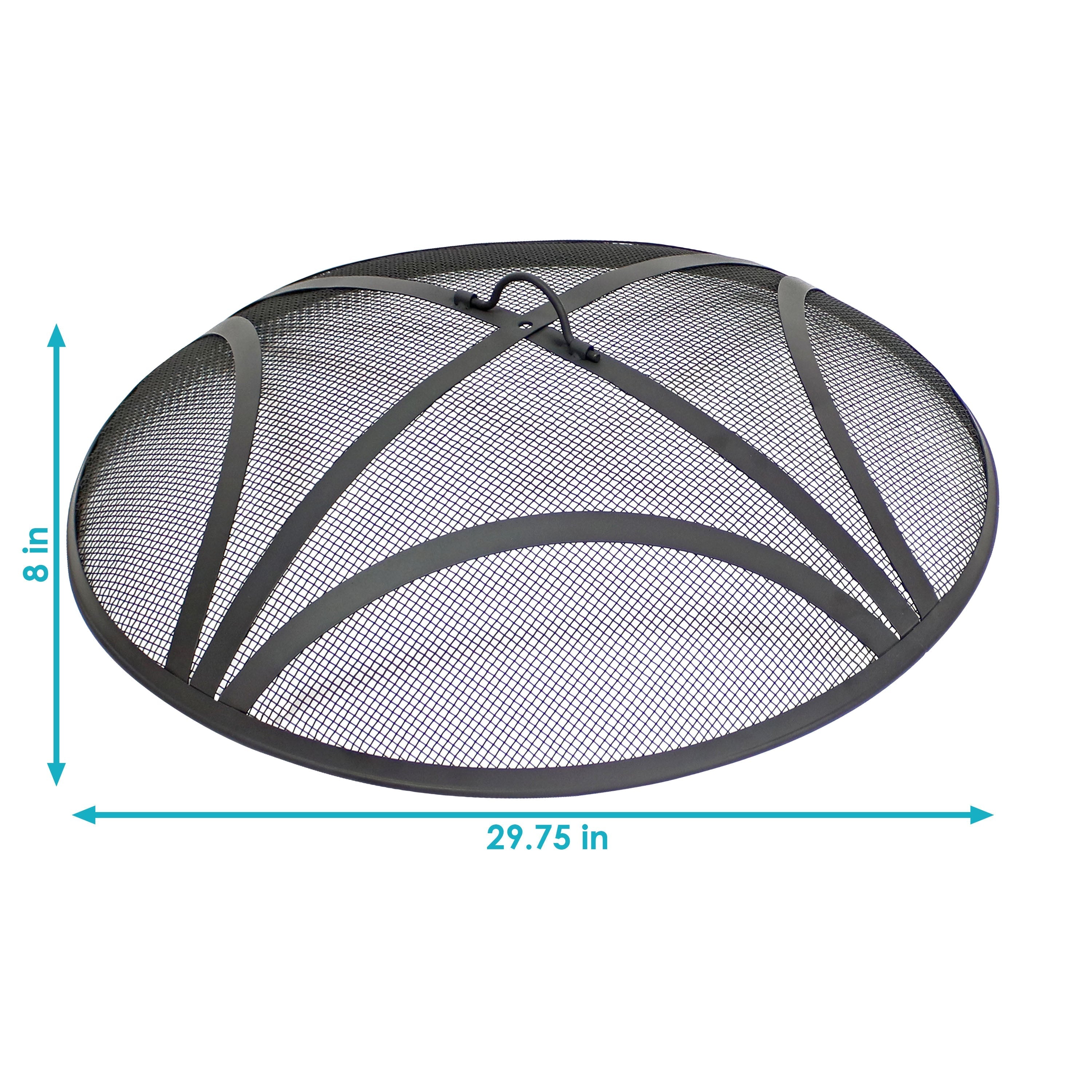  Sunnydaze Decor Heavy-Duty Steel Round Fire Pit Spark Screen with Ring Handle - Black - Bonton