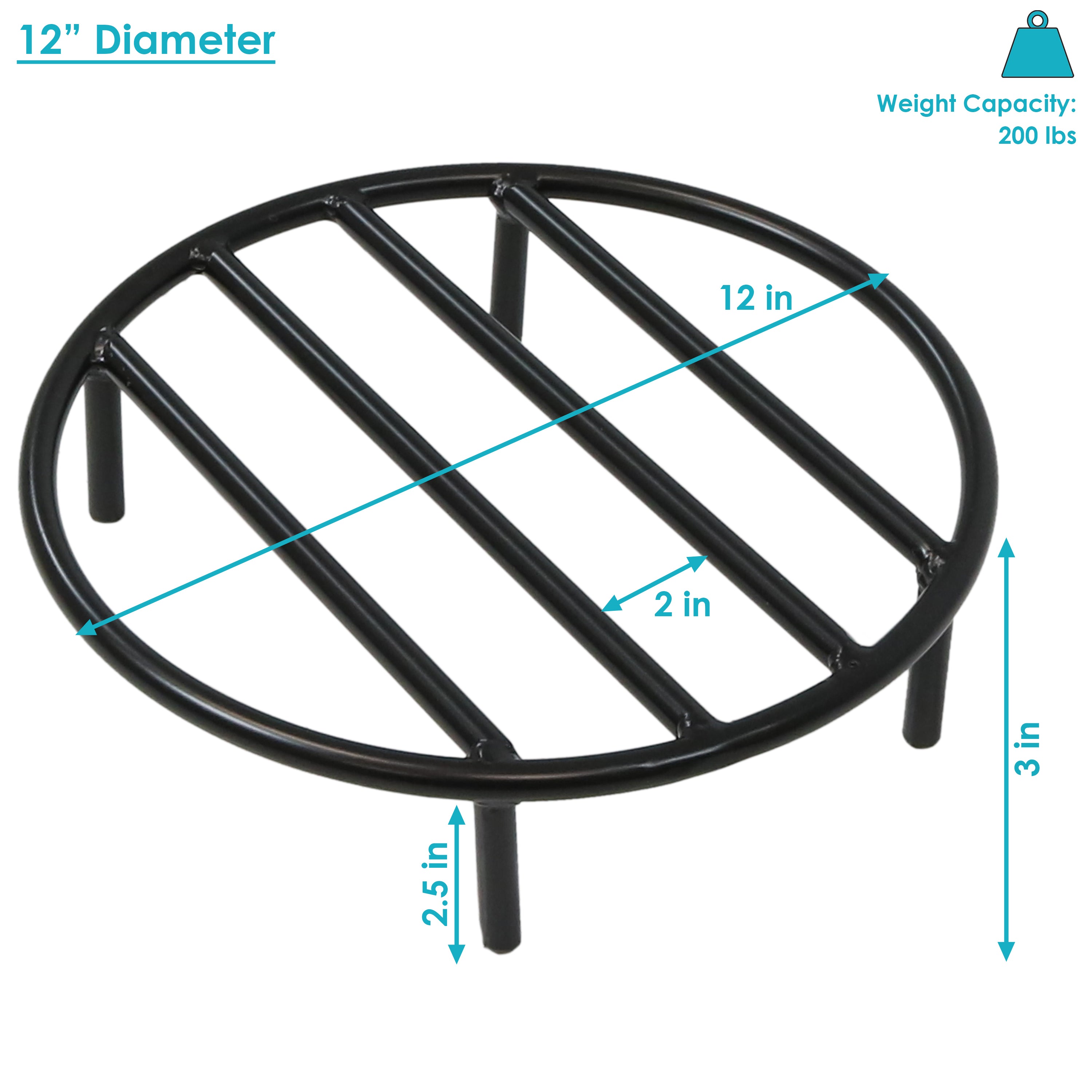  Sunnydaze Decor Heavy-Duty Steel Round Fire Pit Log Grate - Black - Bonton