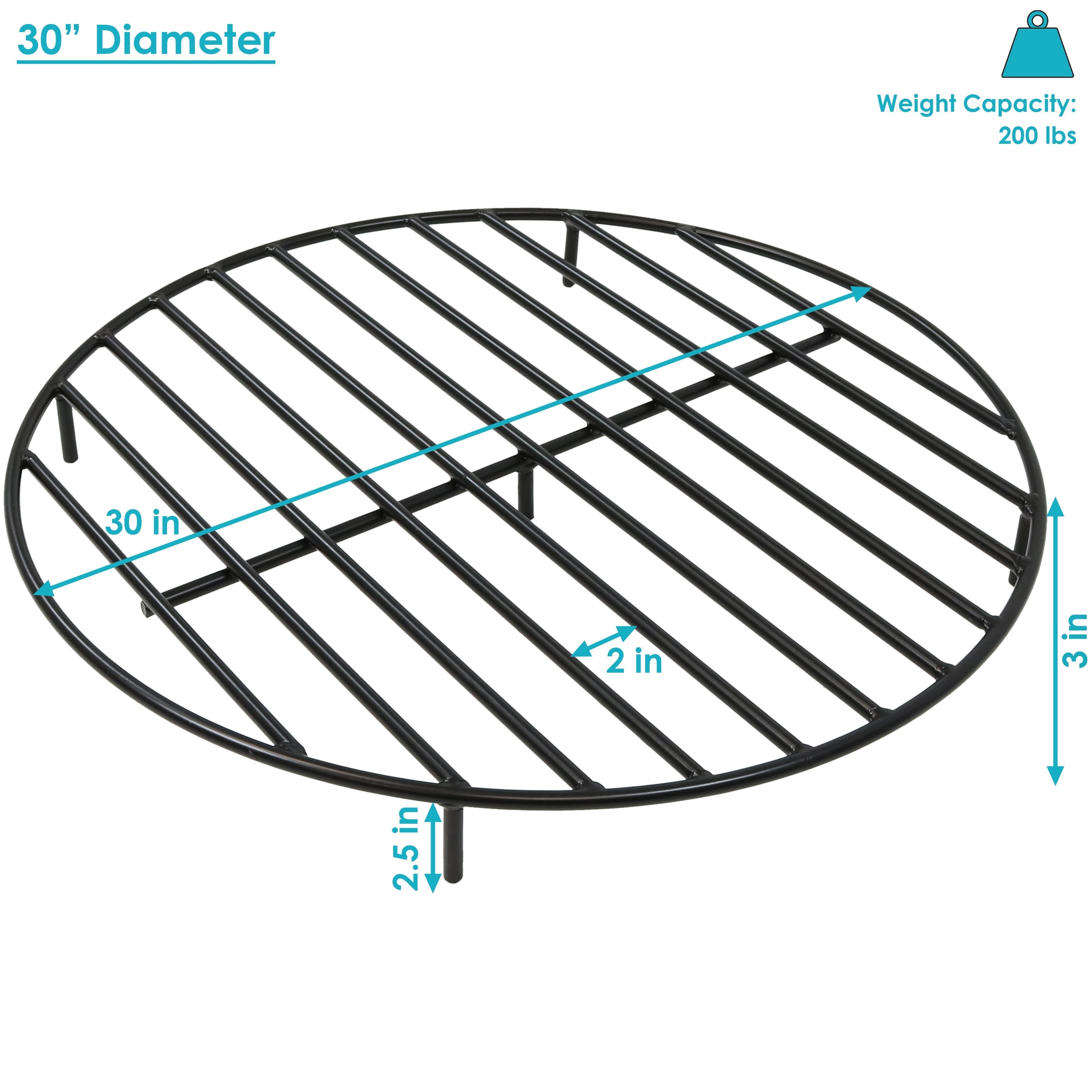  Sunnydaze Decor Heavy-Duty Steel Round Fire Pit Log Grate - Black - Bonton