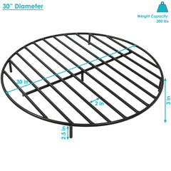 Heavy-Duty Steel Round Fire Pit Log Grate