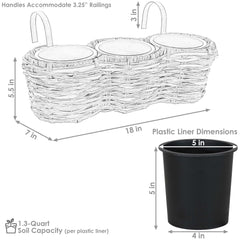 Over-the-Rail Tri-Planter with Liners