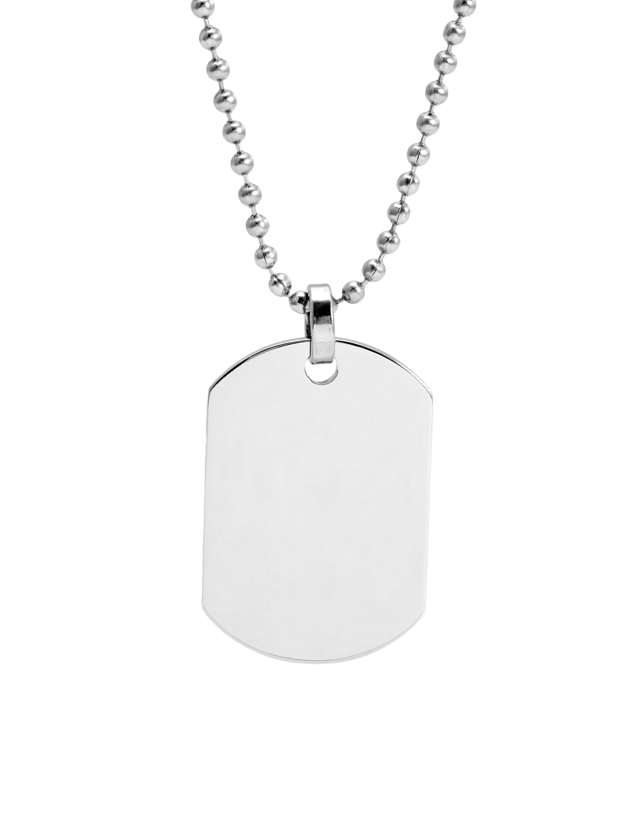  Kenneth Roberts Men's Small Stainless Steel Dog Tag Necklace - Silver - Bonton