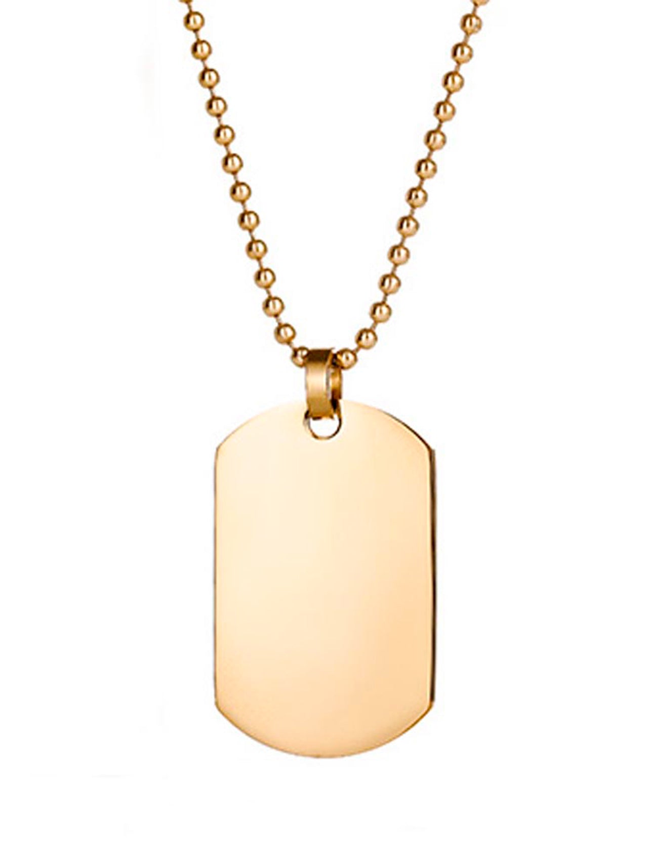  Kenneth Roberts Gold Plated Medium Dog Tag Necklace - Gold - Bonton