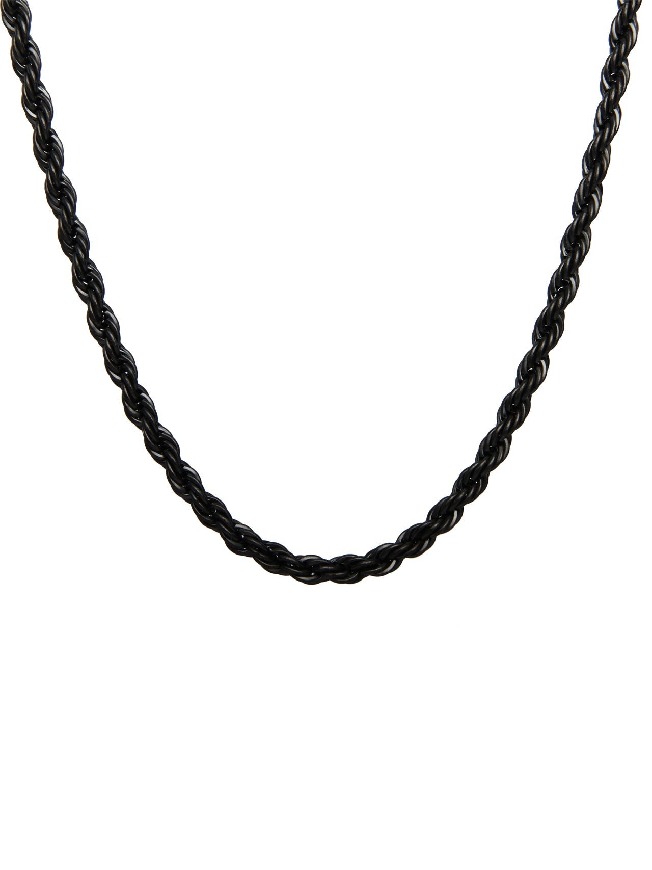  Kenneth Roberts Men's Black Plate Rope Chain Necklace - Black - Bonton