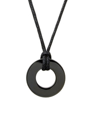 Men's Black Cord Circle Pendant