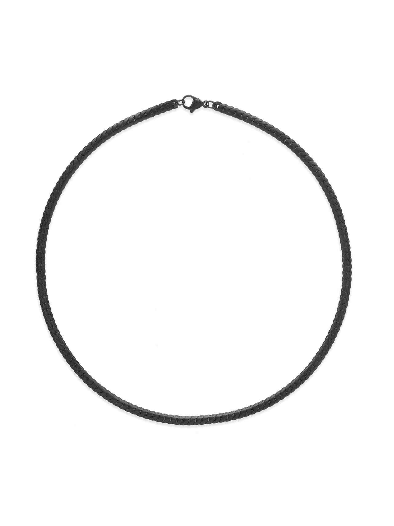  Kenneth Roberts Men's Stainless Steel Flat Curb Chain Necklace - Black - Bonton