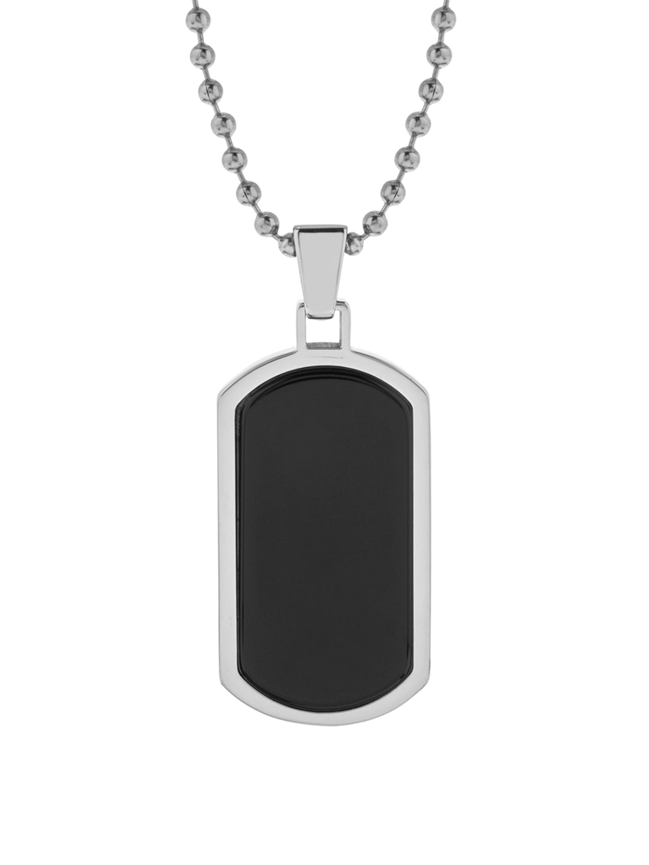  Kenneth Roberts Men's Black Agate Dog Tag Pendant - Black - Bonton