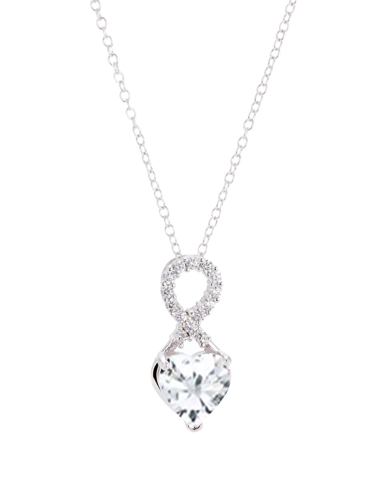  Relativity Birthstone Necklace w/ Infinity Heart - Clear - Bonton