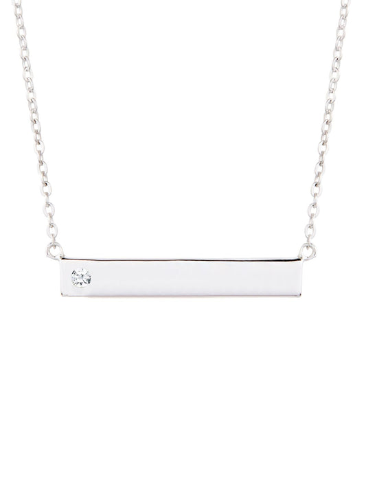 Simple Silver Birthstone Bar Necklace