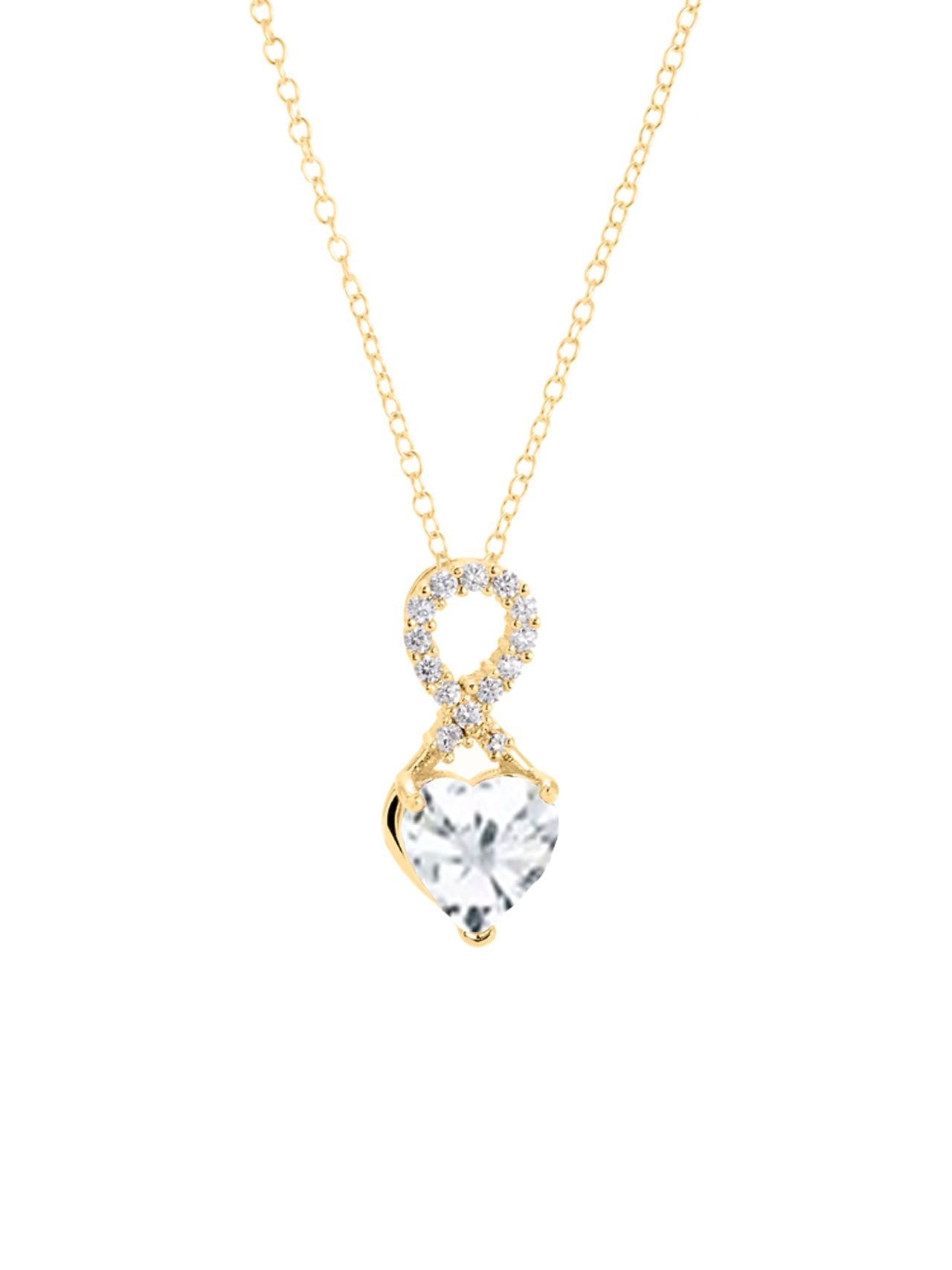  Relativity Gold Infinity Shaped Encrusted Birthstone Heart Necklace - Blue - Bonton