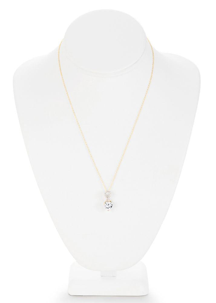  Relativity Gold Infinity Shaped Encrusted Birthstone Heart Necklace - Clear - Bonton