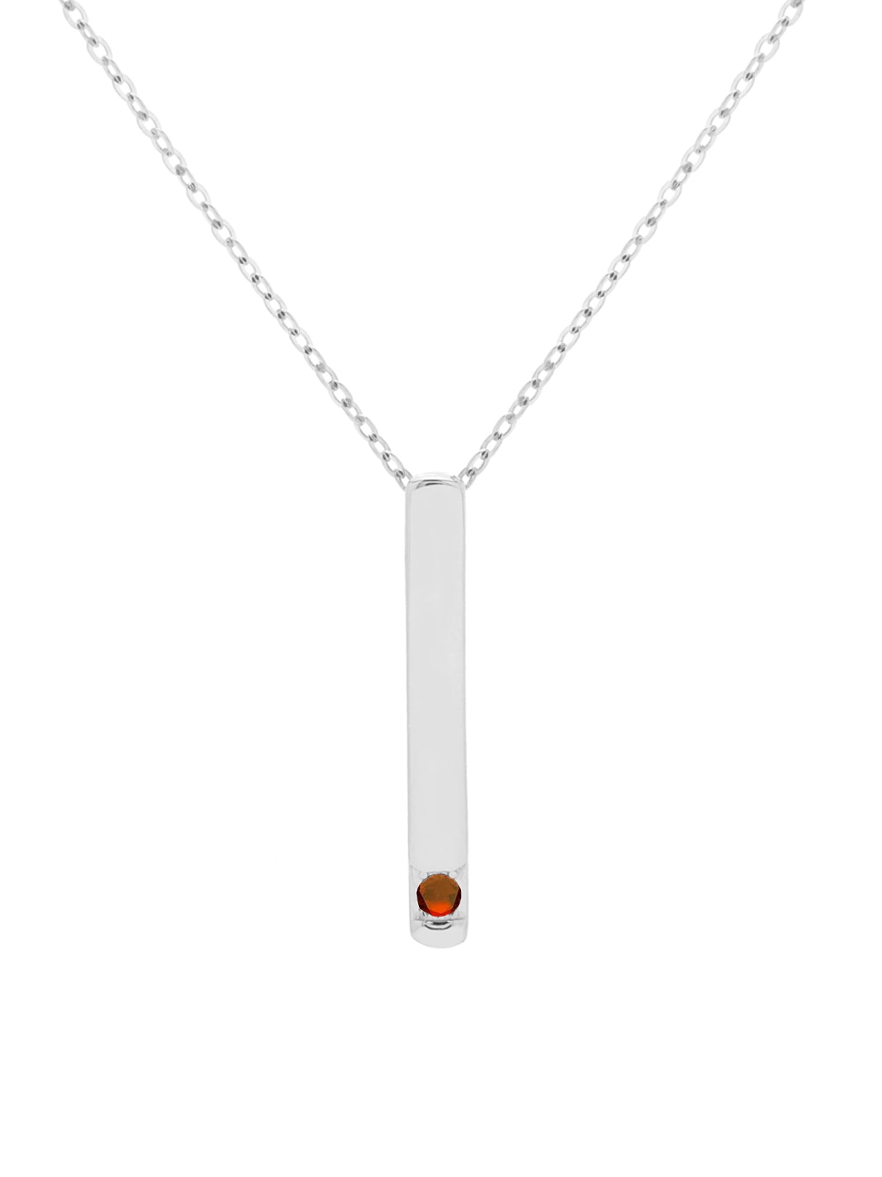  Relativity Silver Vertical Birthstone Bar Necklace - Light Blue-Mar - Bonton