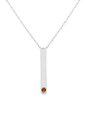 Silver Vertical Birthstone Bar Necklace