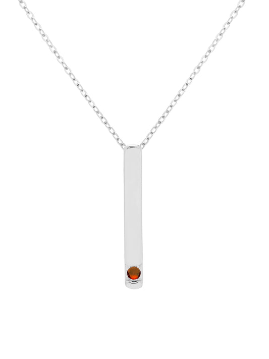 Silver Vertical Birthstone Bar Necklace