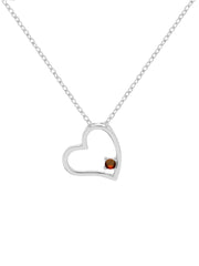 Silver Heart Shaped Birthstone Necklace