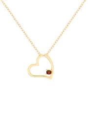 Gold Heart Shaped Birthstone Necklace