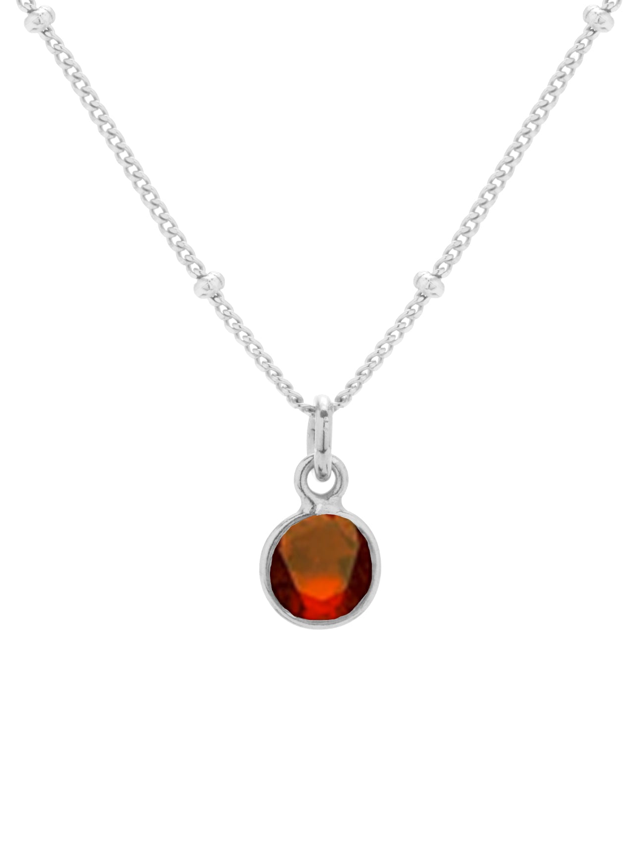  Relativity Sterling Silver Gemstone Necklace - Red-July - Bonton