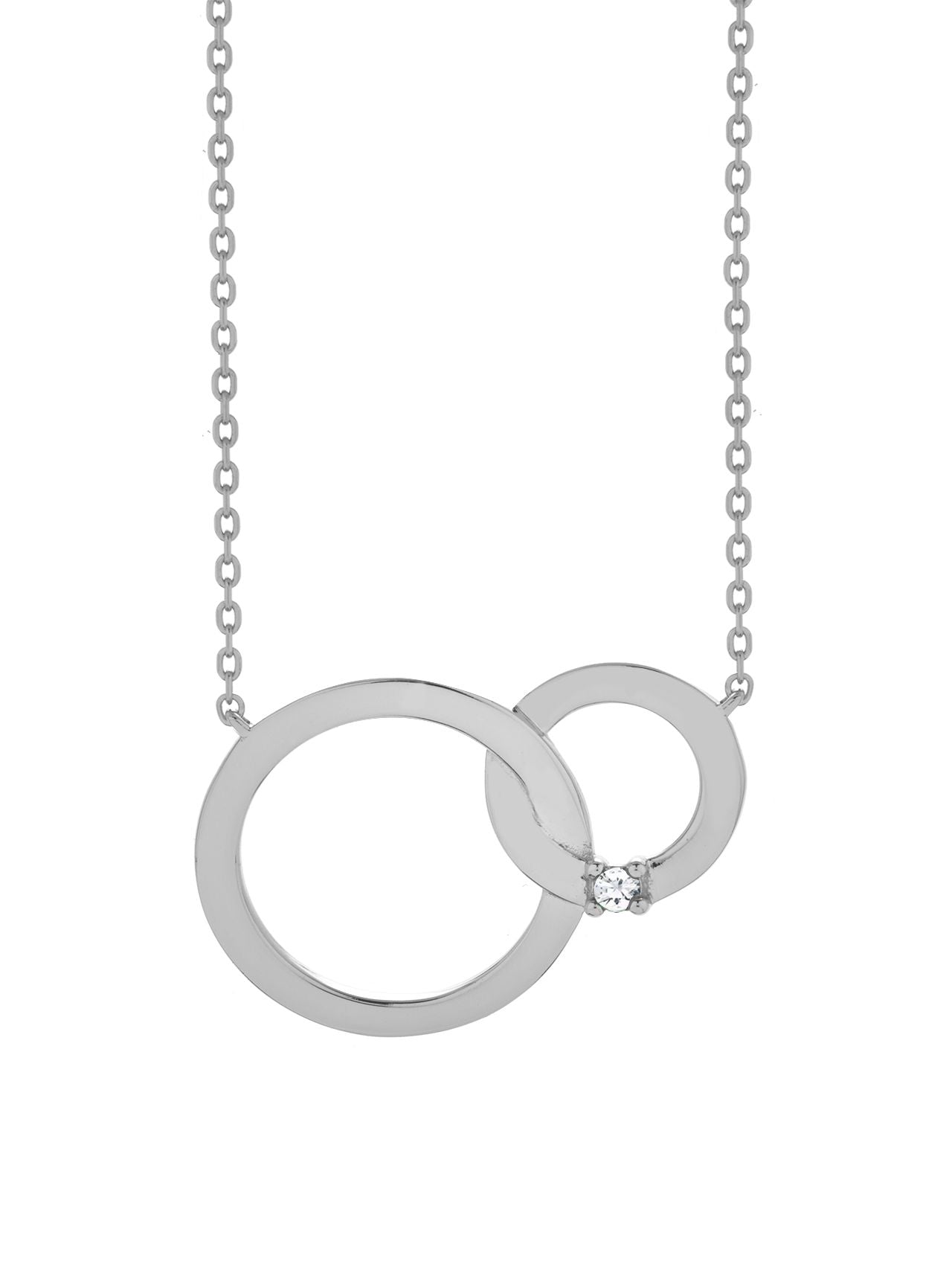  Relativity Silver Interlocking Circles w/ Birthstone Necklace - Blue - Bonton