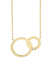 Gold Plated Entwined Circles w/ Birthstone Necklace