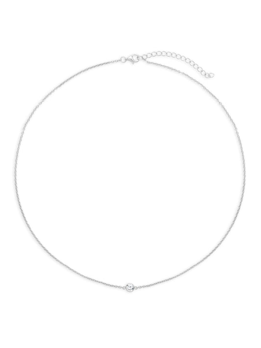 Floating Bezel Sterling Silver Birthstone Necklace