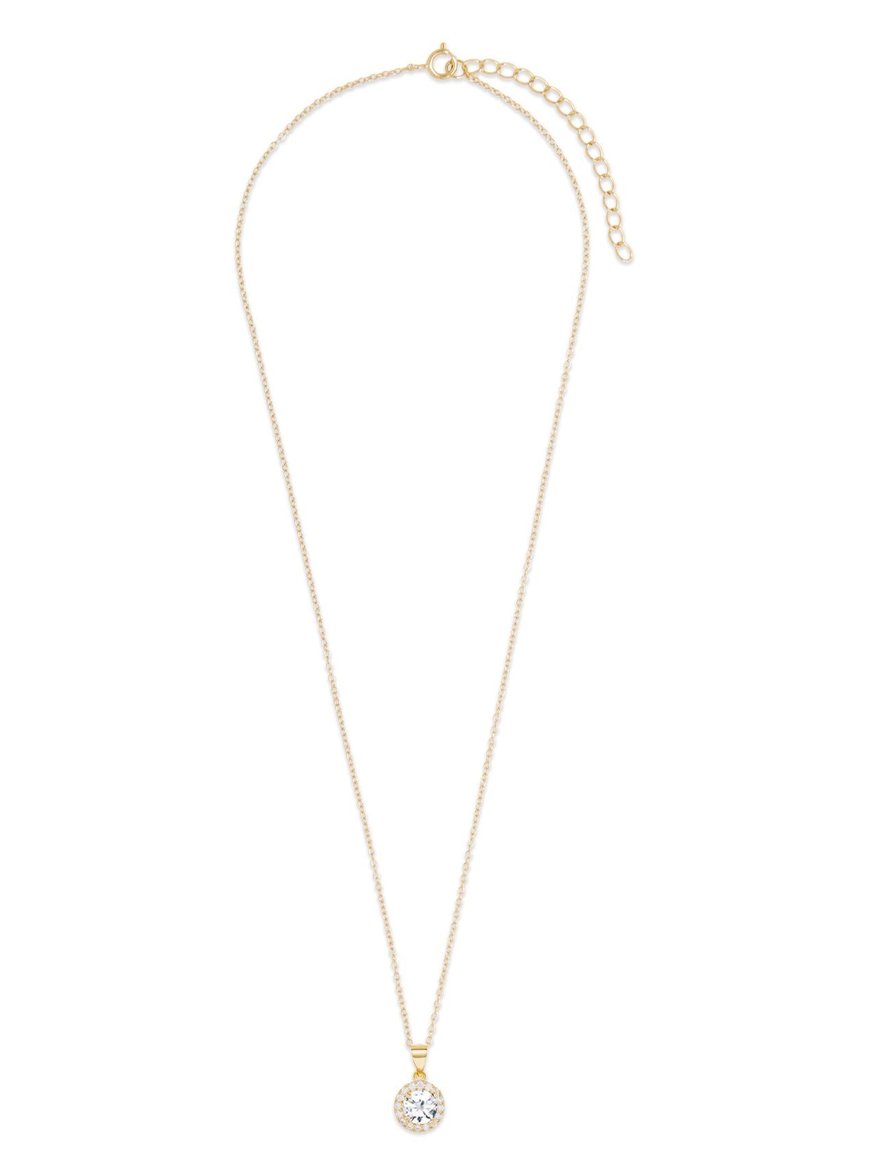  Relativity Gold Plated Silver Halo Birthstone Necklace - Yellow - Bonton