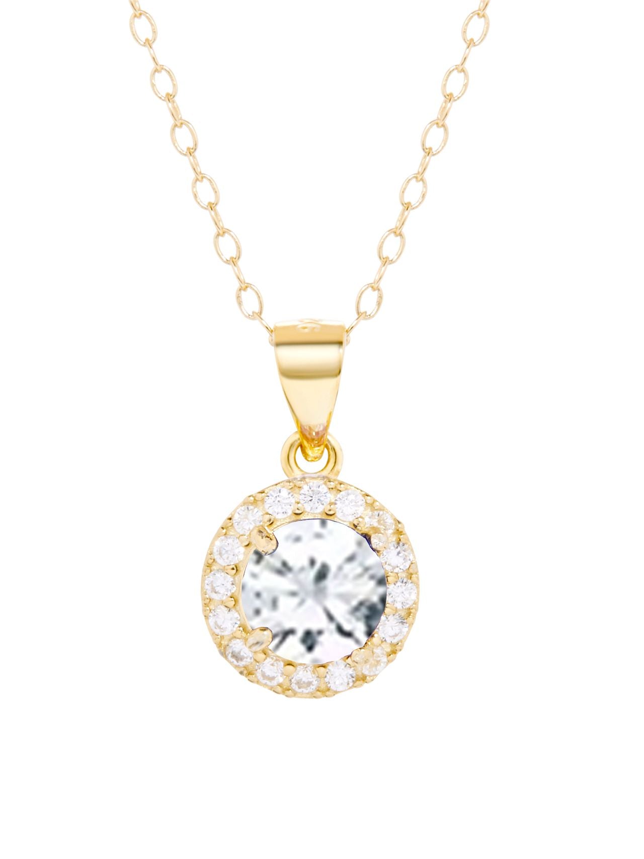  Relativity Gold Plated Silver Halo Birthstone Necklace - Red - Bonton