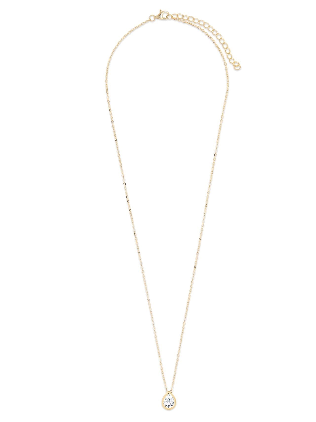  Relativity Gold Plated Pear Cut Birthstone Necklace - Blue - Bonton