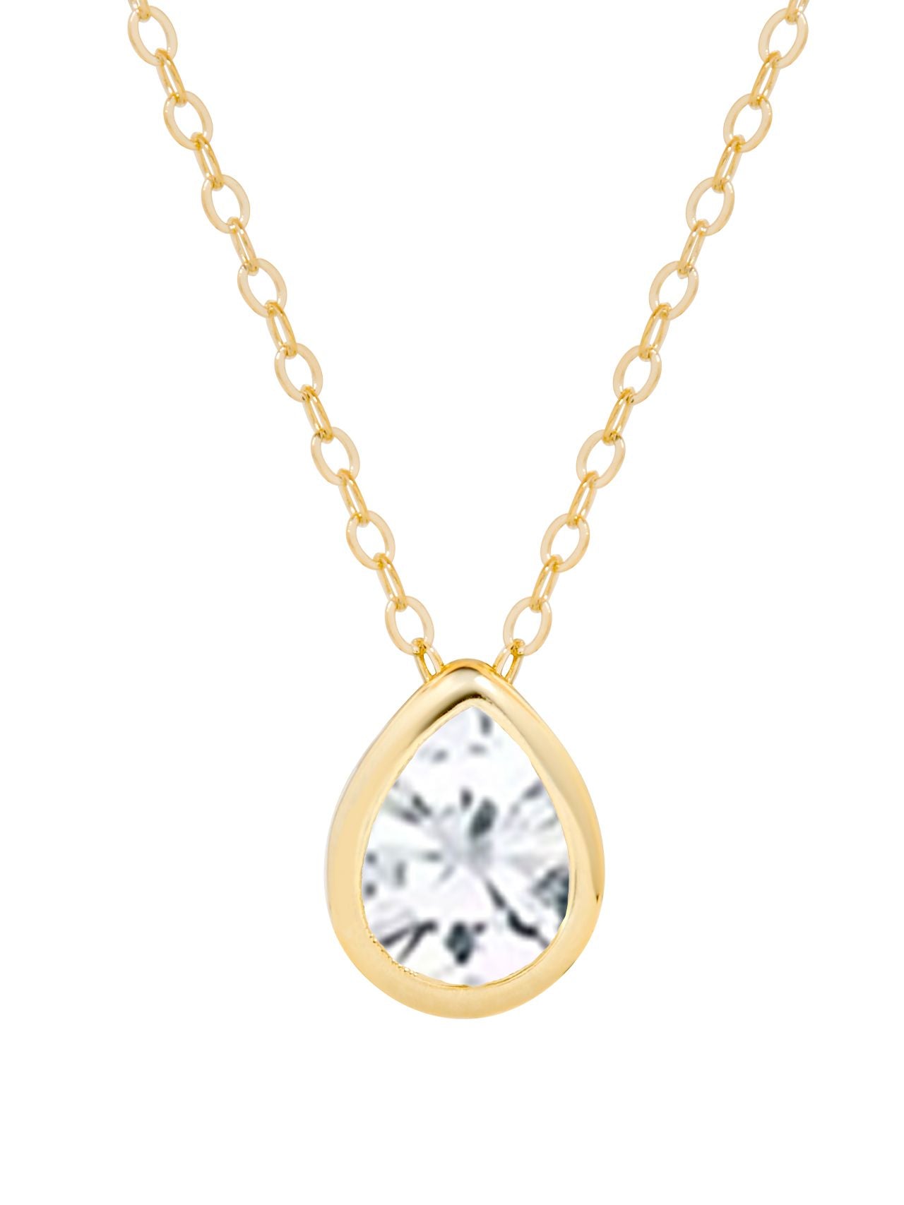  Relativity Gold Plated Pear Cut Birthstone Necklace - Blue - Bonton