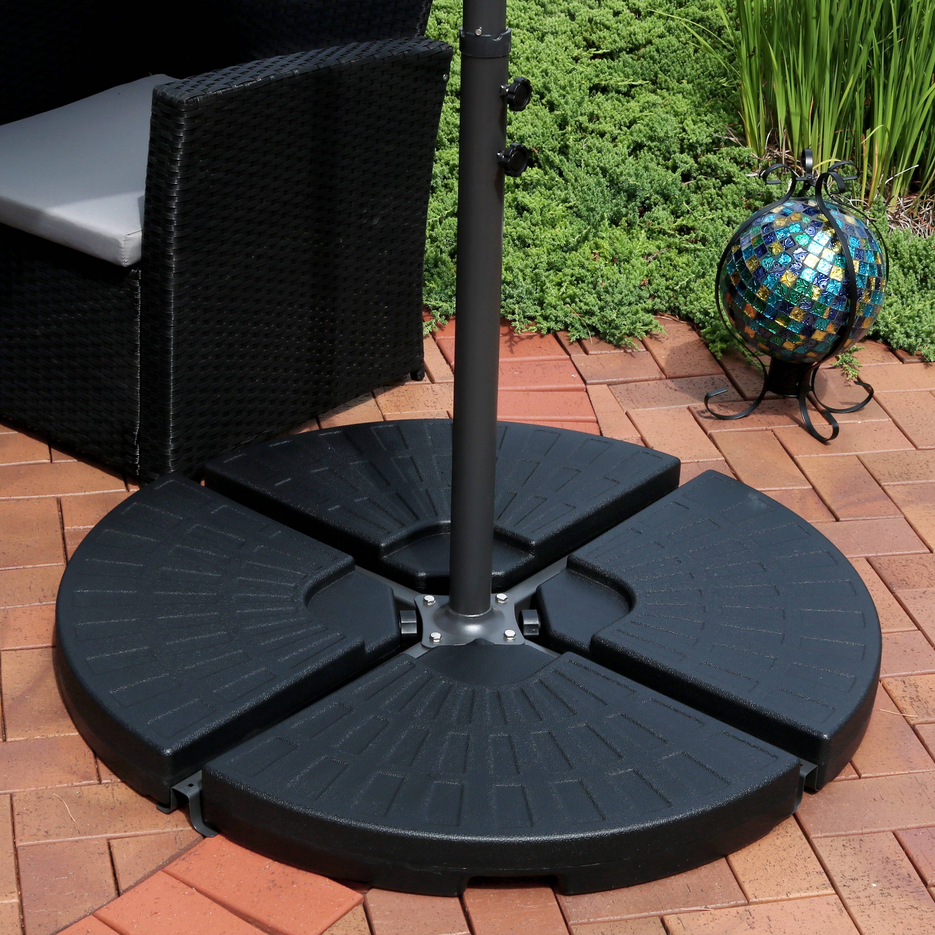  Sunnydaze Decor Heavy-Duty Fillable Cantilever Offset Patio Umbrella Base Weight Plates - Black - 4pc - Black - Bonton