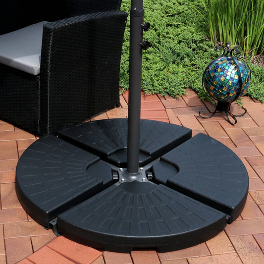 Heavy-Duty Fillable Cantilever Offset Patio Umbrella Base Weight Plates - Black - 4pc